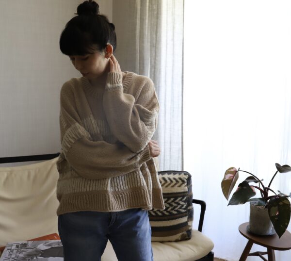 Camel Wool Pullover – Rime on Trees by Eri Shimizu (Gobi Sand) - Image 5