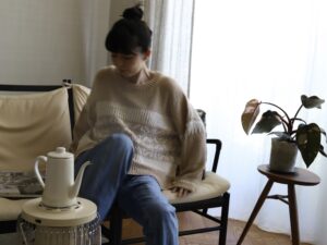 Camel Wool Pullover – Rime on Trees by Eri Shimizu (Gobi Sand)