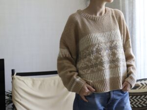 Camel Wool Pullover – Rime on Trees by Eri Shimizu (Gobi Sand)