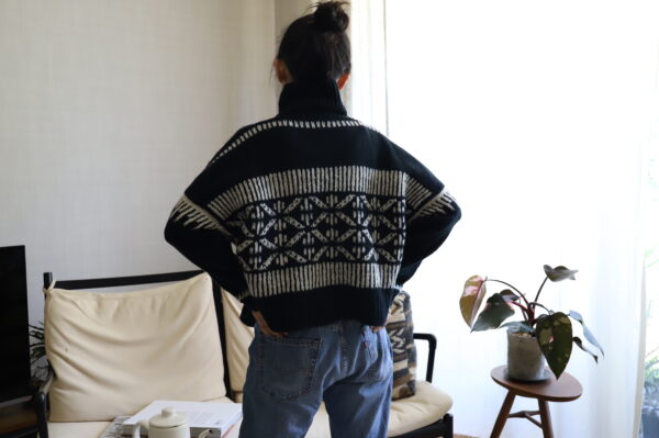 Yak Wool Pullover – Rime on Trees by Eri (Dark Blue) - Image 3
